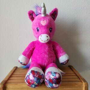 Build A Bear Plush Unicorn Candy Hearts 18" Hot Pink xoxo  Bff Girl Power Silver